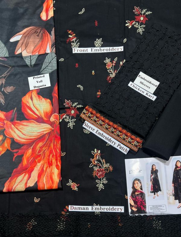 ‘IZNIK’ Black Premium Lawn women dress - Image 3
